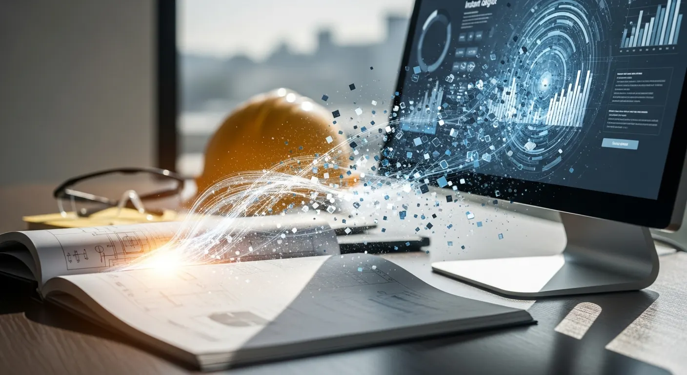 Paper product manual transitioning into instant digital data on a screen