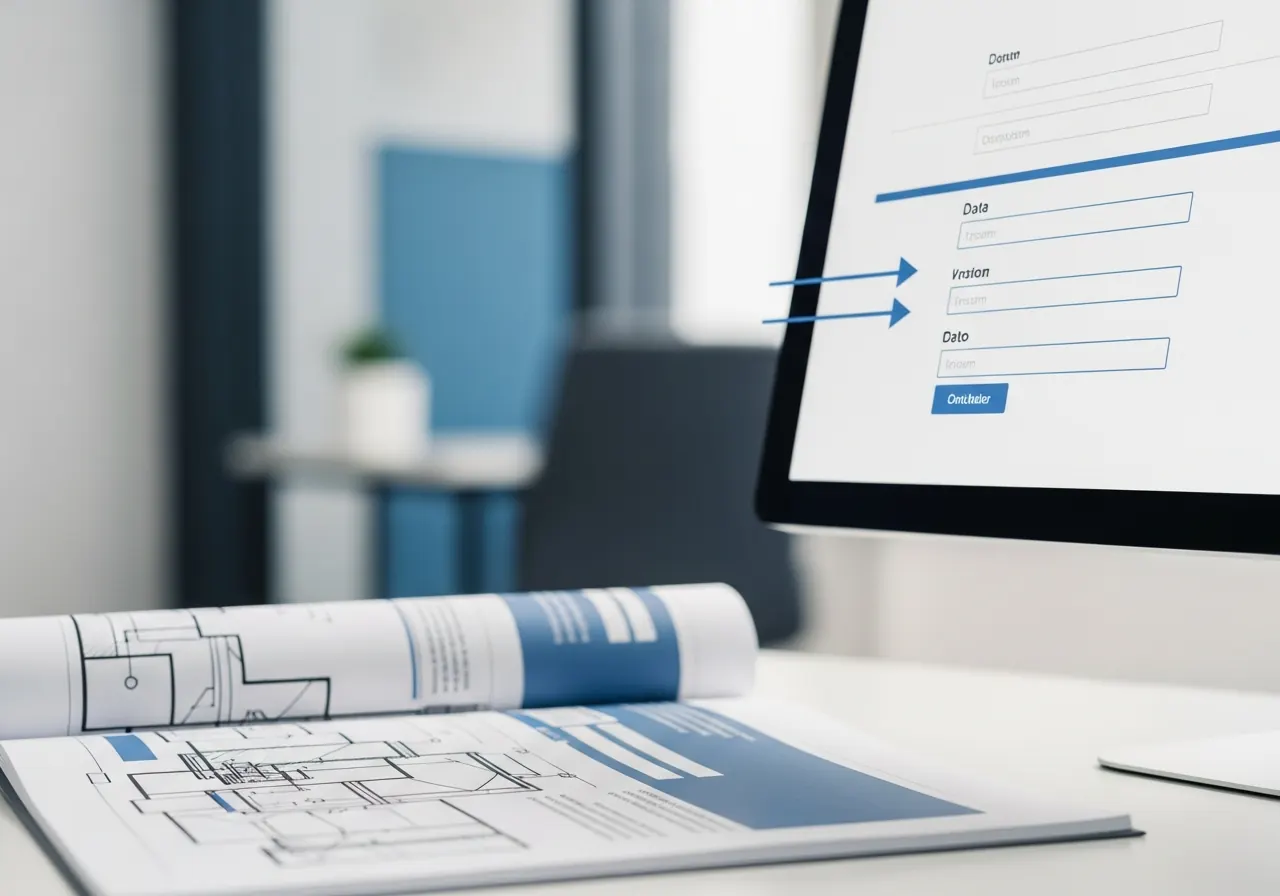 Close-up of a PDF manual resolving into structured data on a screen